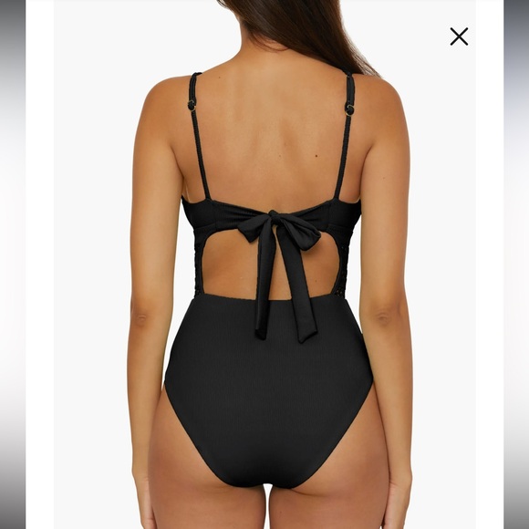 NWT Becca by Rebecca Virtue Modern Edge Rib Toni Plunge One-Piece Swimsuit Sz L - Picture 10 of 10